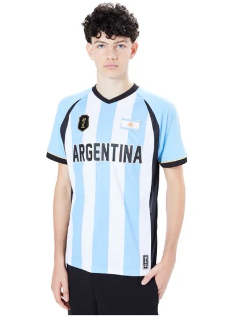Argentina Soccer Jersey - Light Blue & White Stripes